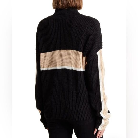 New Sanctuary Colorblock Knit Sweater - Black and Tan Size 1X - Picture 9 of 9
